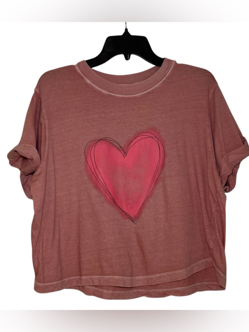 Altar'd State Dusty Rose Tee with Pink Heart